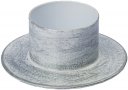 Kerzenständer Metall, weiß-silber, 6 cm. Zur Anzeige der Produktdetails bitte anklicken.